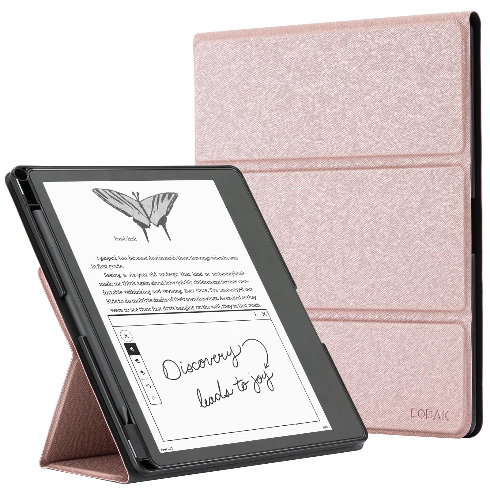 CoBak Kindle Scribe Stand Case - Premium Folio Leather Cover with